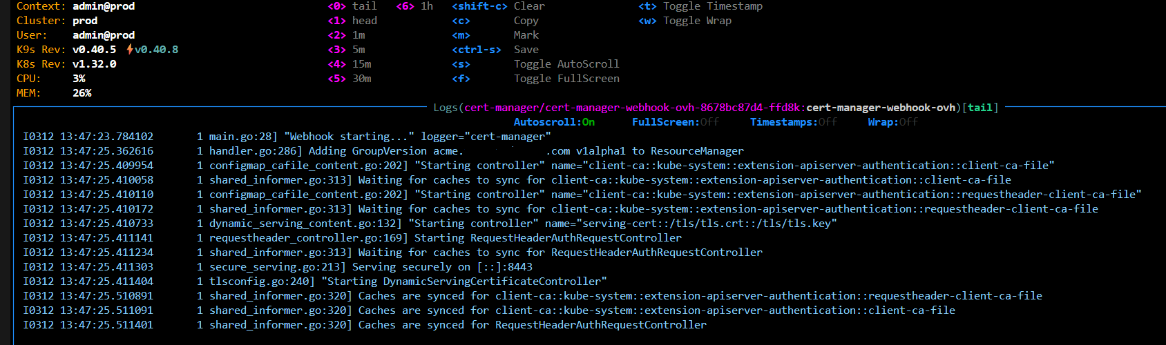 Logs du cert-manager-webhook-ovh