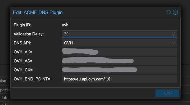 Configuration du plugin OVH
